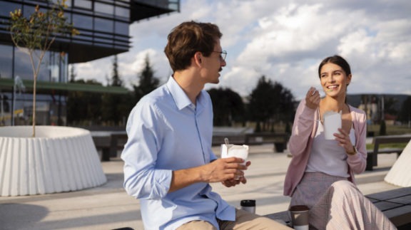 employees on a lunch date