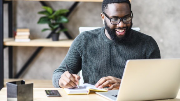 man working remotely