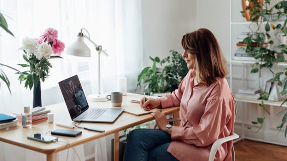 woman working from remote office