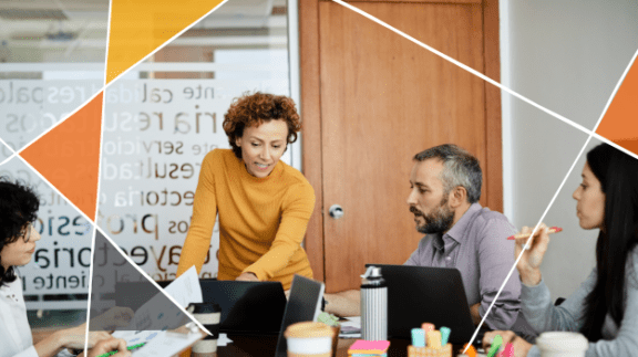 woman leading meeting with male colleague