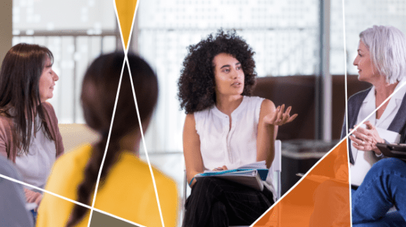 group of professional women in a conference