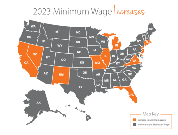 2023 Minimum Wage Usa Map States 576x436 