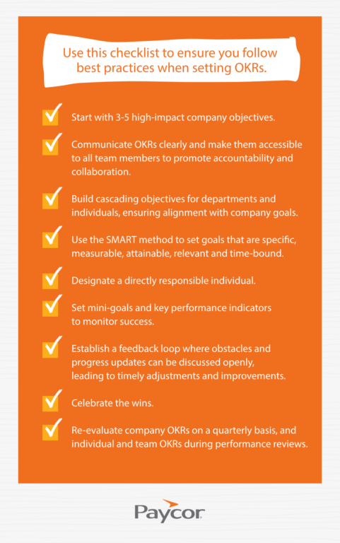 OKR goal-setting checklist