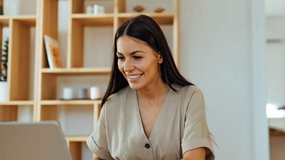 smiling woman in office