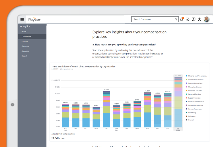 paycor product screenshot of workforce compensation