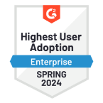 G2 Higher User Adoption Enterprise Spring 2024 badge