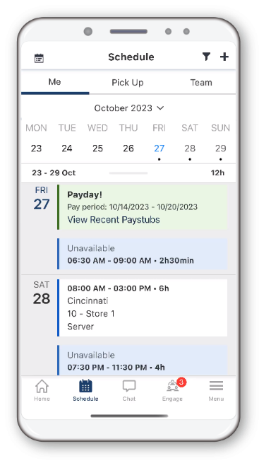 paycor schedule product on smartphone