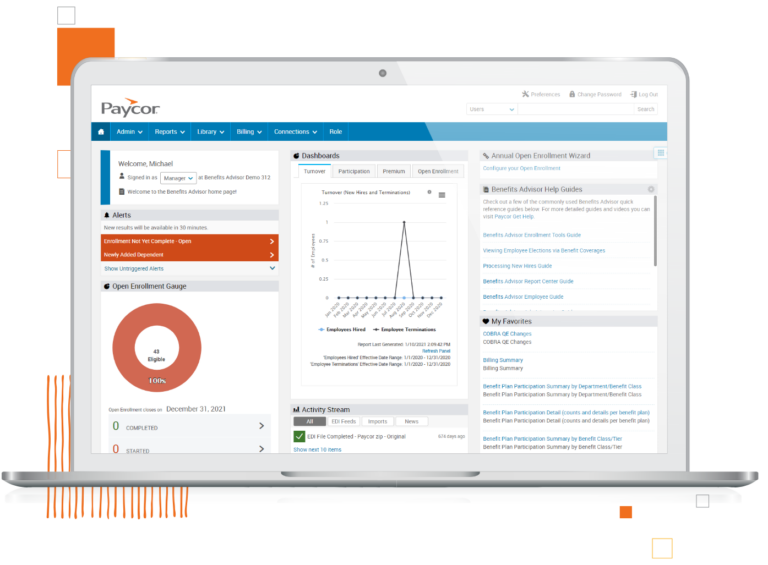 Benefits advisor admin dashboard on desktop