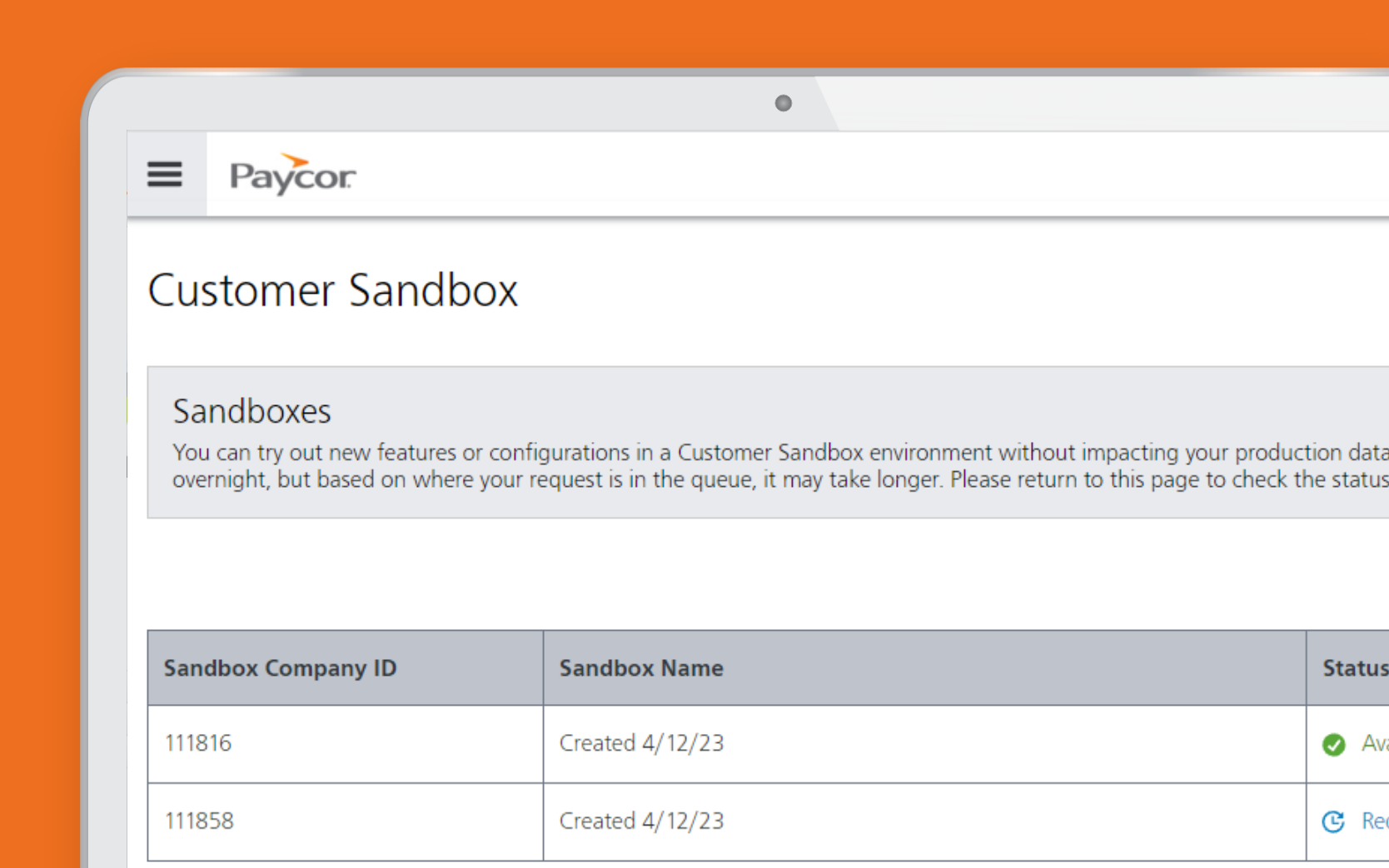 Paycor HR Customer Sandbox UI