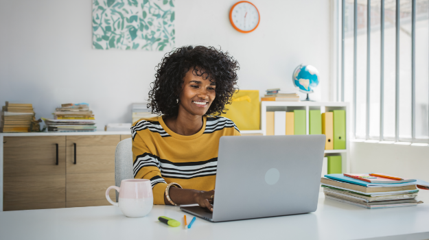 Woman filing w4 form on a computer